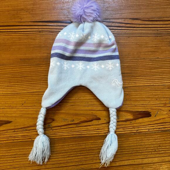 Disney Frozen Elsa blue purple pom pom fleece hat SIZE OS - Picture 4 of 4